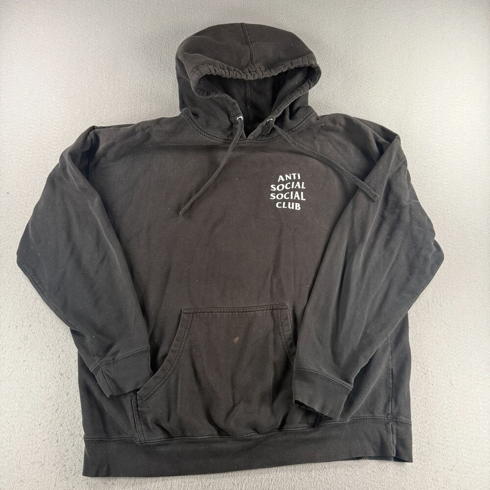 Anti Social Social Club Hoodie Mens XL Black White Logo Pullover Sweatshirt ASSC